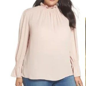 Vince Camuto NWT Flare Tie Cuff Plus Size Women's 3X Blush Pink Blouse Top